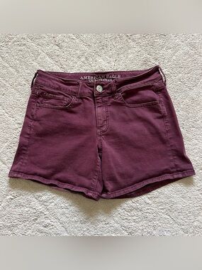 American Eagle Midi Stretchy Denim Shorts Preppy Minimalist Festival Sz 6